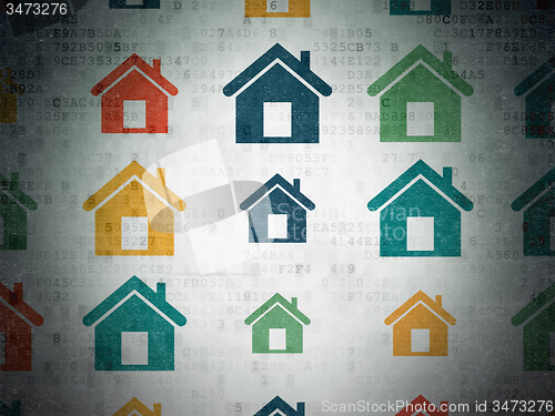 Image of Finance concept: Home icons on Digital Paper background