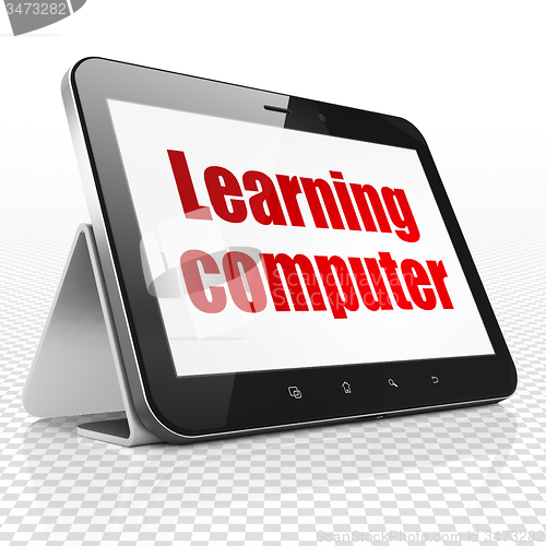 Image of Studying concept: Tablet Computer with Learning Computer on display