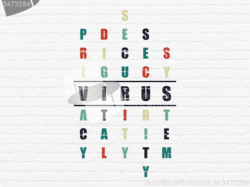 Image of Protection concept: word Virus in solving Crossword Puzzle