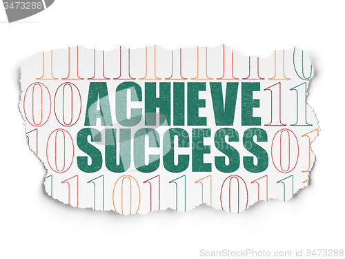 Image of Business concept: Achieve Success on Torn Paper background