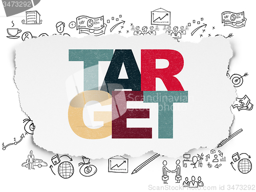 Image of Business concept: Target on Torn Paper background