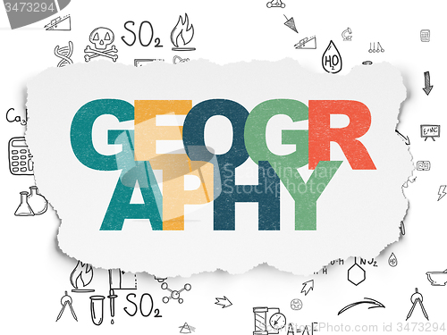Image of Science concept: Geography on Torn Paper background