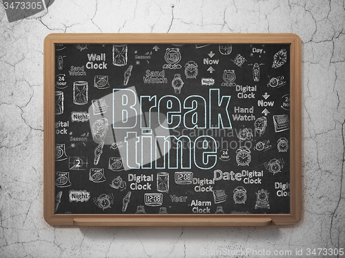 Image of Time concept: Break Time on School Board background