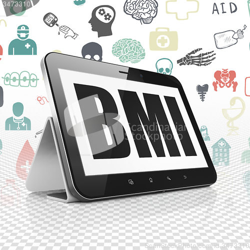 Image of Healthcare concept: Tablet Computer with BMI on display