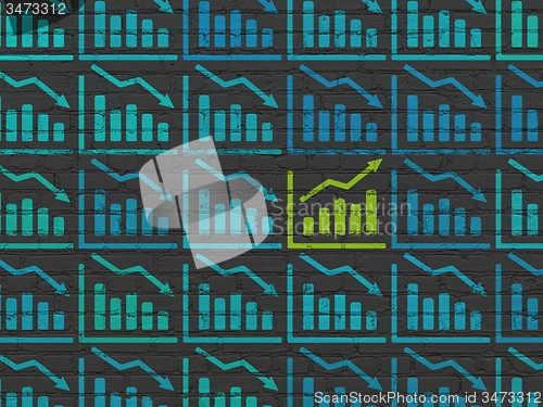 Image of Finance concept: growth graph icon on wall background