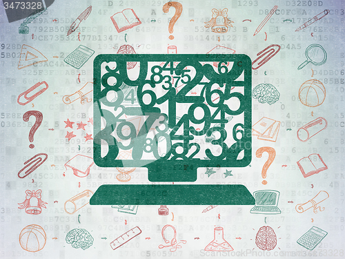 Image of Education concept: Computer Pc on Digital Paper background