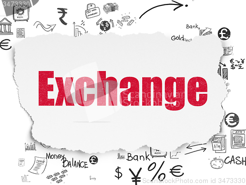 Image of Currency concept: Exchange on Torn Paper background