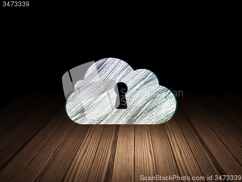 Image of Cloud computing concept: Cloud With Keyhole in grunge dark room