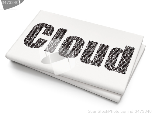 Image of Cloud technology concept: Cloud on Blank Newspaper background