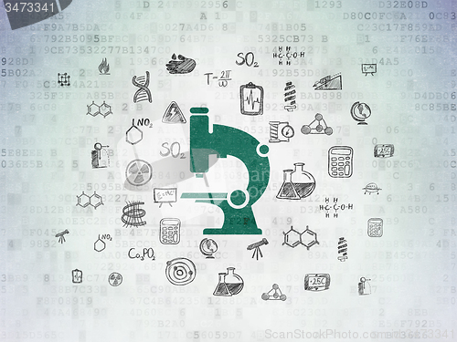 Image of Science concept: Microscope on Digital Paper background