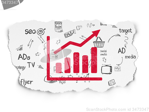 Image of Marketing concept: Growth Graph on Torn Paper background