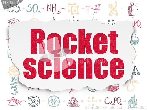Image of Science concept: Rocket Science on Torn Paper background