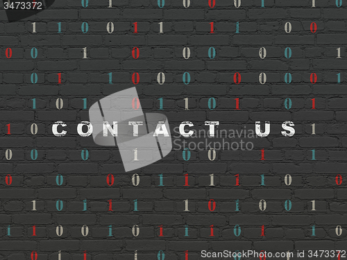 Image of Finance concept: Contact us on wall background