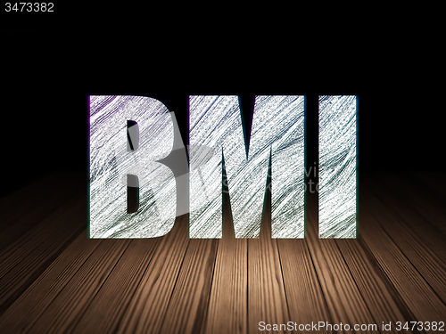 Image of Healthcare concept: BMI in grunge dark room