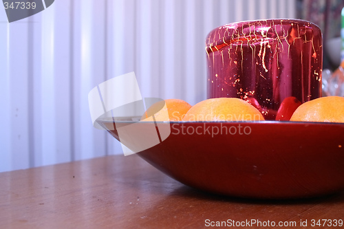Image of festive candle and clementines