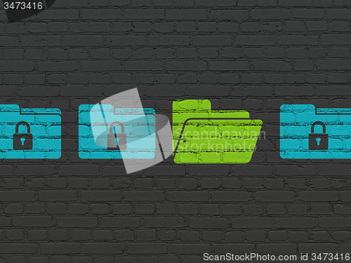 Image of Finance concept: folder icon on wall background