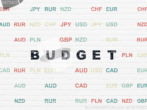 Image of Currency concept: Budget on wall background