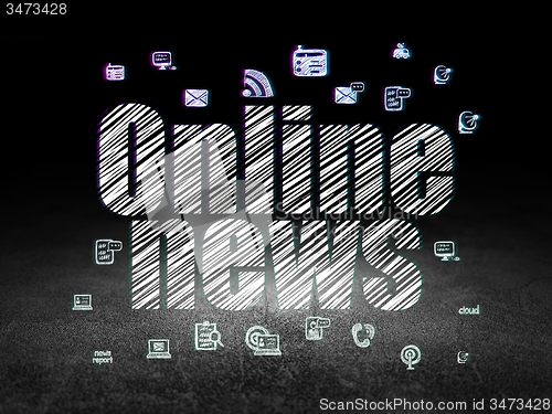 Image of News concept: Online News in grunge dark room