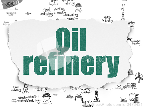 Image of Industry concept: Oil Refinery on Torn Paper background