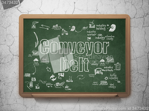 Image of Manufacuring concept: Conveyor Belt on School Board background