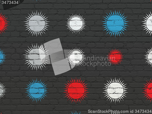Image of Tourism concept: Sun icons on wall background