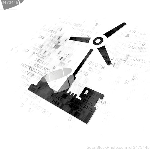 Image of Manufacuring concept: Windmill on Digital background