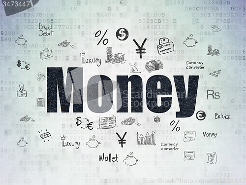 Image of Money concept: Money on Digital Paper background