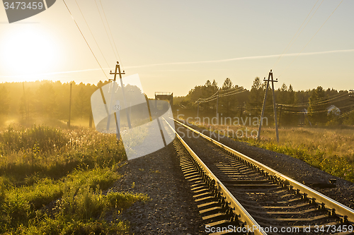 Image of Railway in nature at sunset