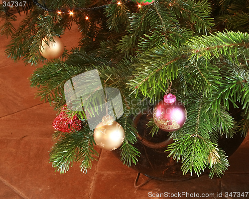 Image of baubles on the christmas tree