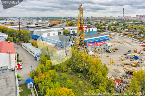 Image of Installation of derrick. Tyumen. Russia