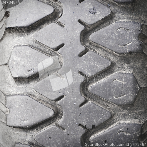 Image of view of heavy vehicle rubber tire tread