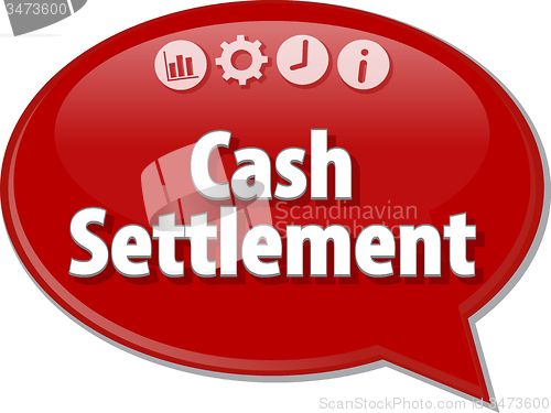 Image of Cash Settlement  Business term speech bubble illustration