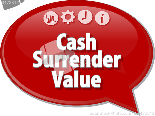 Image of Cash Surrender Value Business term speech bubble illustration