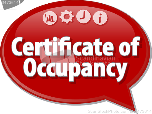 Image of Certificate of Occupancy Business term speech bubble illustratio