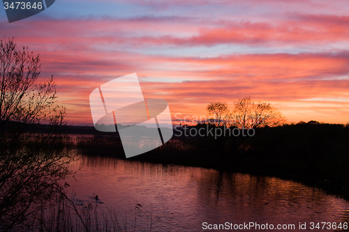 Image of Sunset over  lake