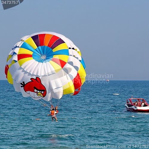 Image of Parasailing in a blue sky.