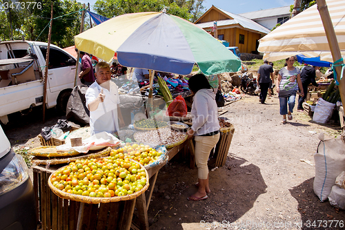 Image of Traditional Marketplace with local fruit in Tomohon City