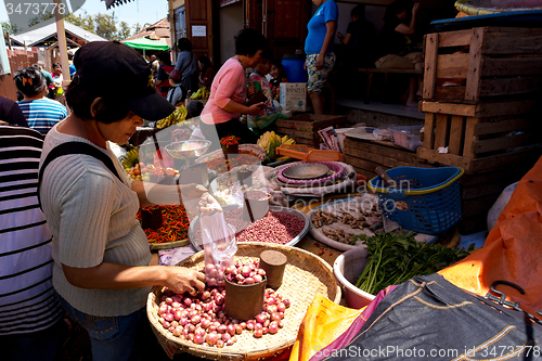 Image of Traditional Marketplace with local vegetable in Tomohon City