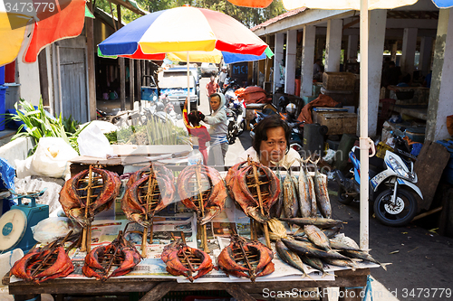 Image of Traditional Marketplace with dried fish in Tomohon City