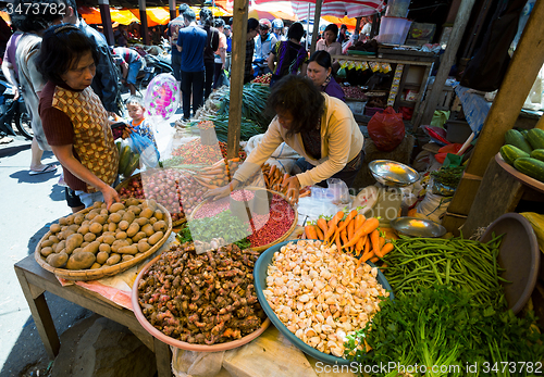 Image of Traditional Marketplace with local vegetable in Tomohon City