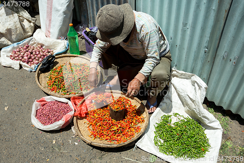 Image of Traditional Marketplace with local vegetable in Tomohon City