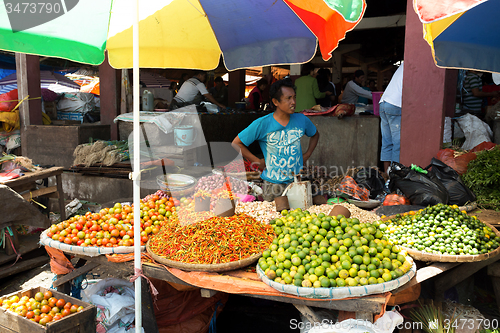 Image of Traditional Marketplace with local fruit in Tomohon City