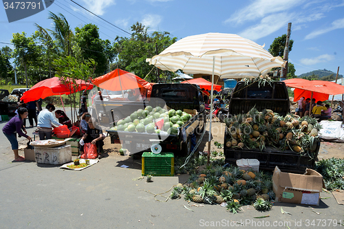 Image of Traditional Marketplace with local fruit in Tomohon City