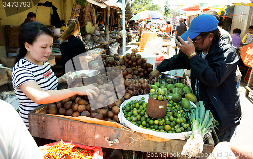 Image of Traditional Marketplace with local fruit in Tomohon City