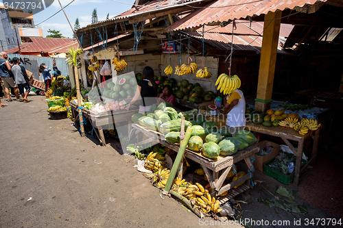 Image of Traditional Marketplace with local fruit in Tomohon City