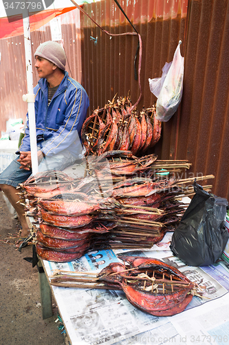Image of Traditional Marketplace with dried fish in Tomohon City