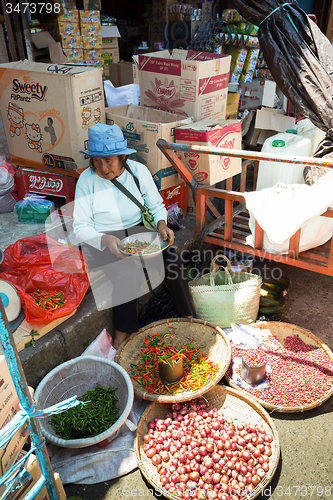 Image of Traditional Marketplace with local vegetable in Tomohon City