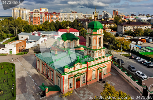 Image of Bird eye view on Ilyinsky temple. Tyumen. Russia