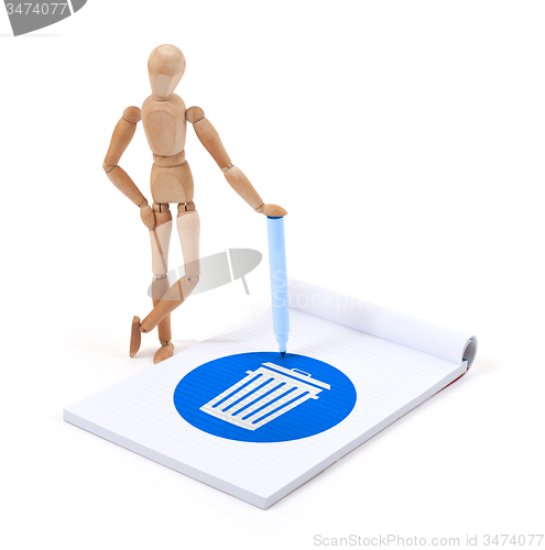 Image of Wooden mannequin writing - Bin