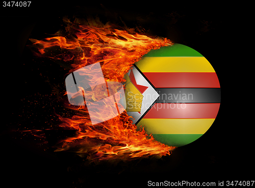 Image of Flag with a trail of fire - Zimbabwe